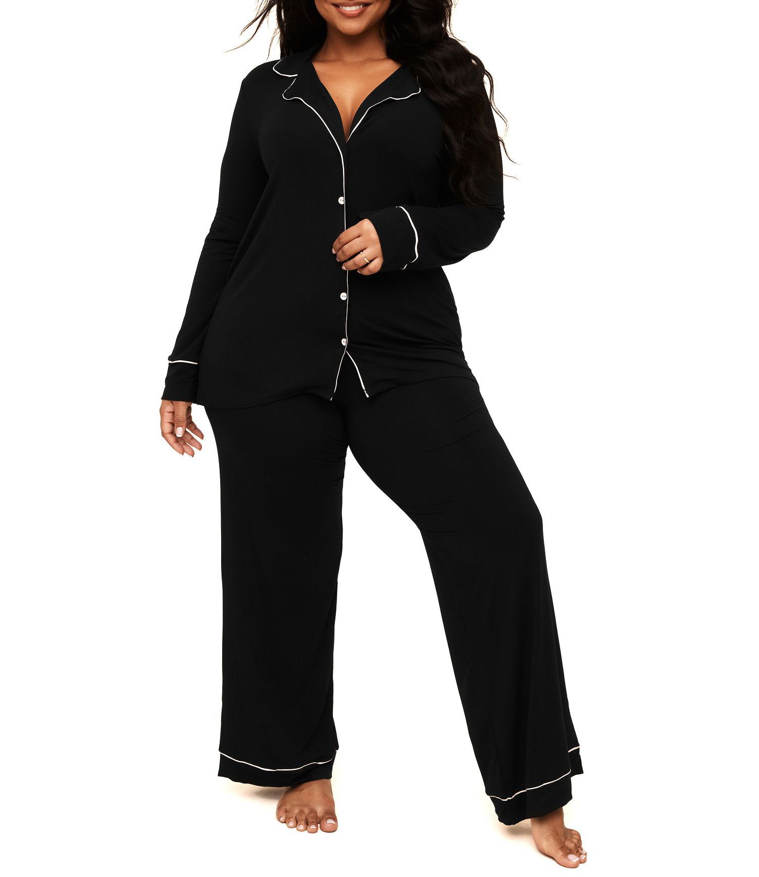 Plus Size Matilda Long Sleeve Top and Pants Pajama Set