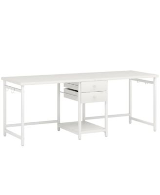 79 Inch Extra Long Desk, Double Desk with 2 Drawers, Two Person Desk Long Computer Desk with Storage Shelves, Writing Table Study Desk for Home Office