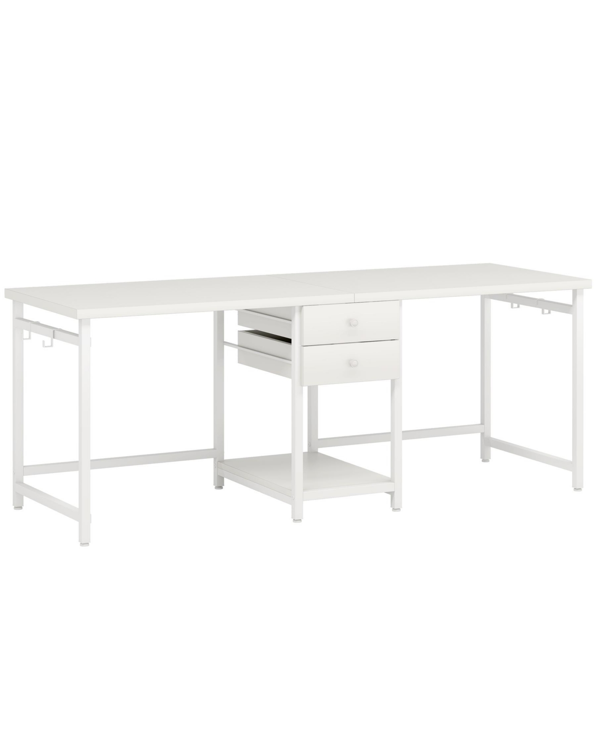Tribesigns Extra Long Desk, Double Desk with 2 Drawers, Two Person Desk Long Computer Desk with Storage Shelves, Writing Table Study Desk for