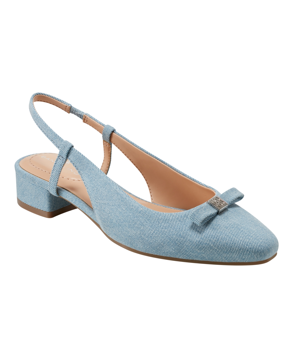 Shop Bandolino Women's Andies Bow Block Heel Slingback Pumps In Light Blue Denim