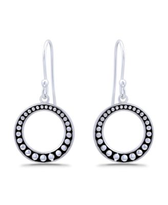 Macys Oxidized Beaded Open Circle Fish-Hook Earrings 5190₽