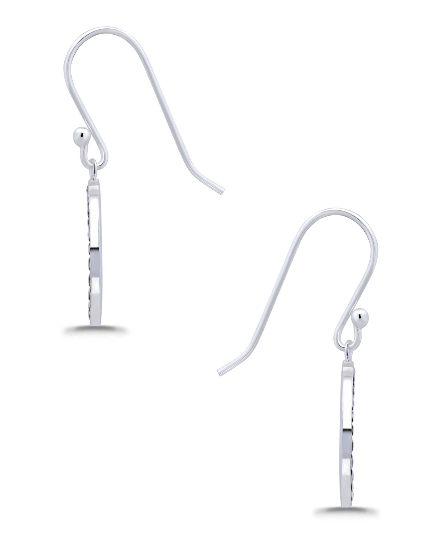 Oxidized Beaded Open Circle Fish-Hook Earrings