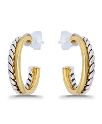 Oxidized Polish Tubing Post Hoop Earrings