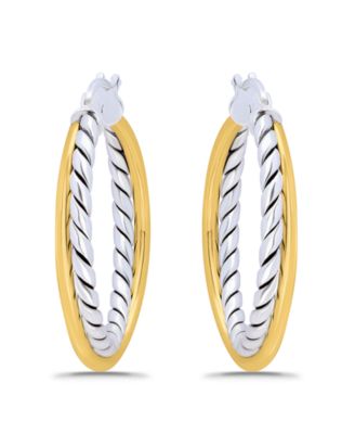 Oxidized Polish Tubing Click Top Hoop Earrings