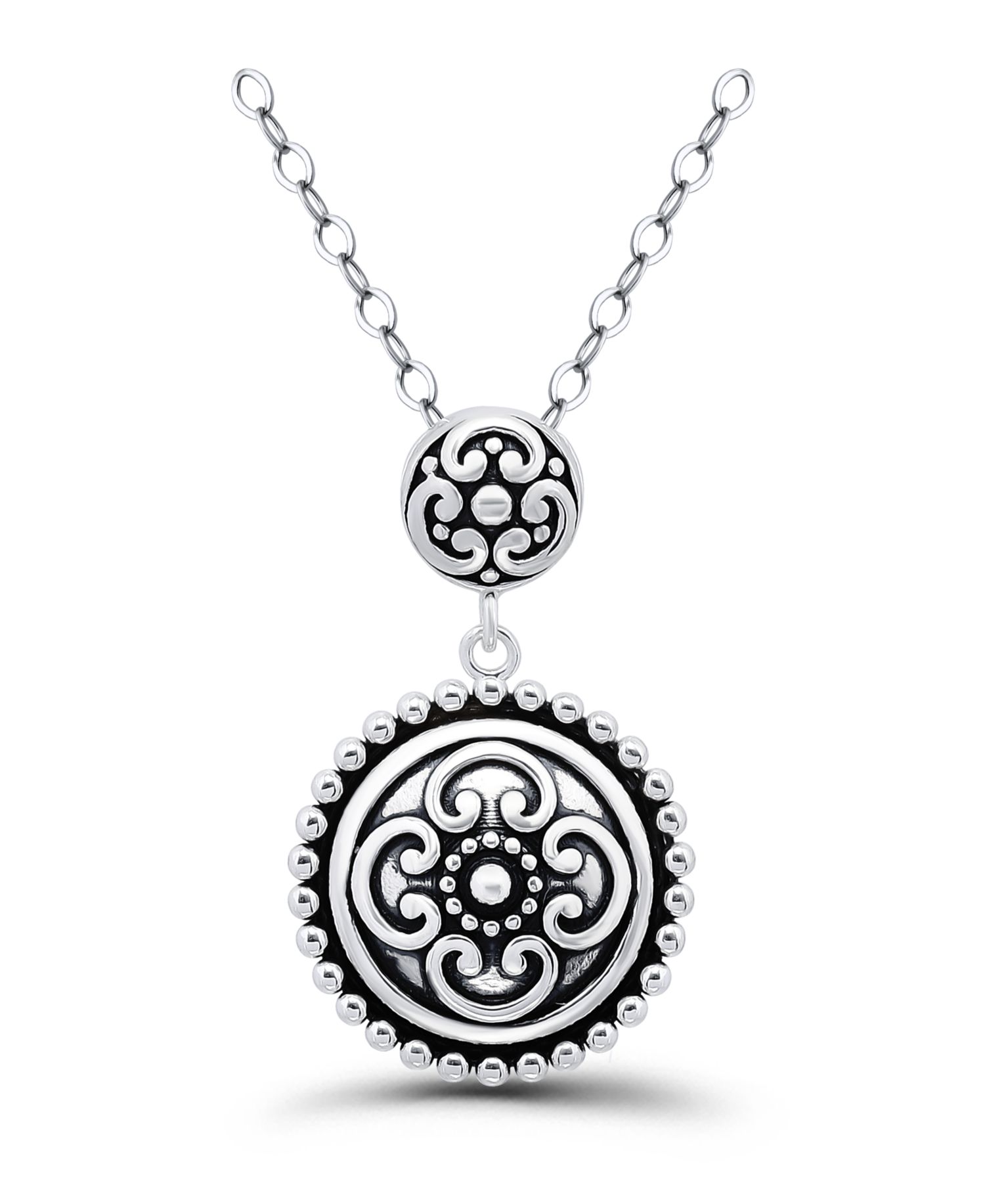 Oxidized Round Circle Celtic Style Pendant Necklace