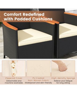 9 PCS Patio Dining Set for 8 Large Conversation Set w/ Umbrella Hole Seat Cushion