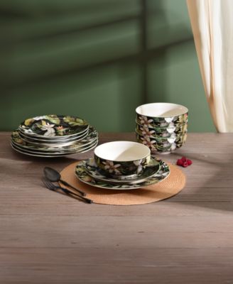 Borneo Black 12 Pc. Dinnerware Set, Service for 4