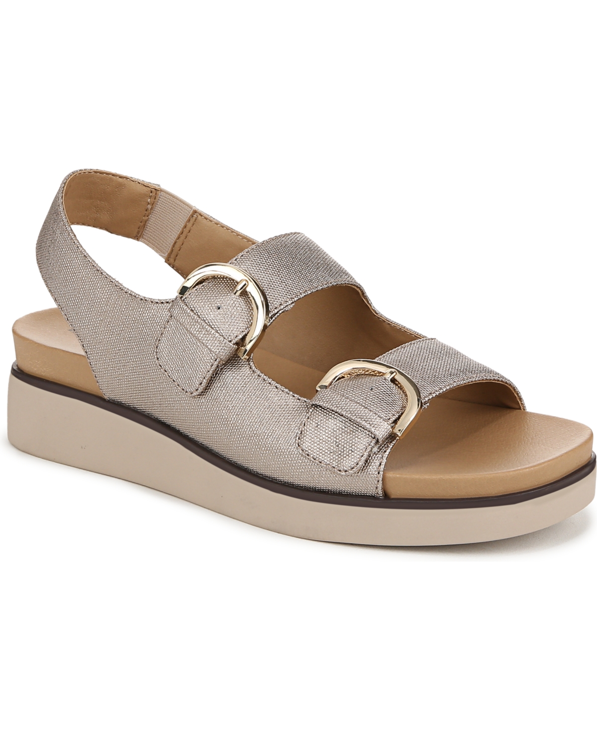 LifeStride Women's Goodie Square Open Toe Slingback Platform Sandals - Bronze Faux Leather