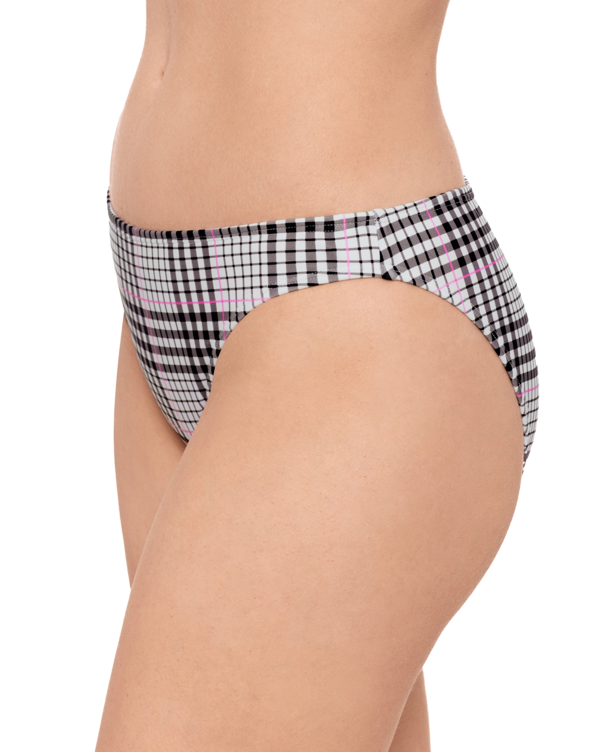 Salt + Cove Juniors' Plaid Hipster Bikini Bottoms, Exclusively At Macy's In Black,white