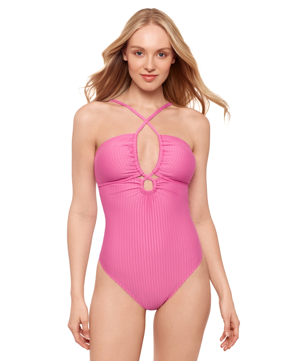 Juniors' Keyhole One-Piece Swimsuit, Exclusively at Macy's - Lemon Drop