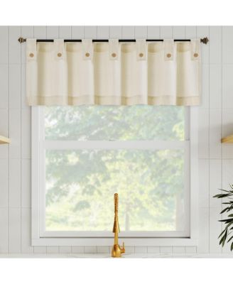 Cotton Blend Button Tab Top Cafe Curtain Valance