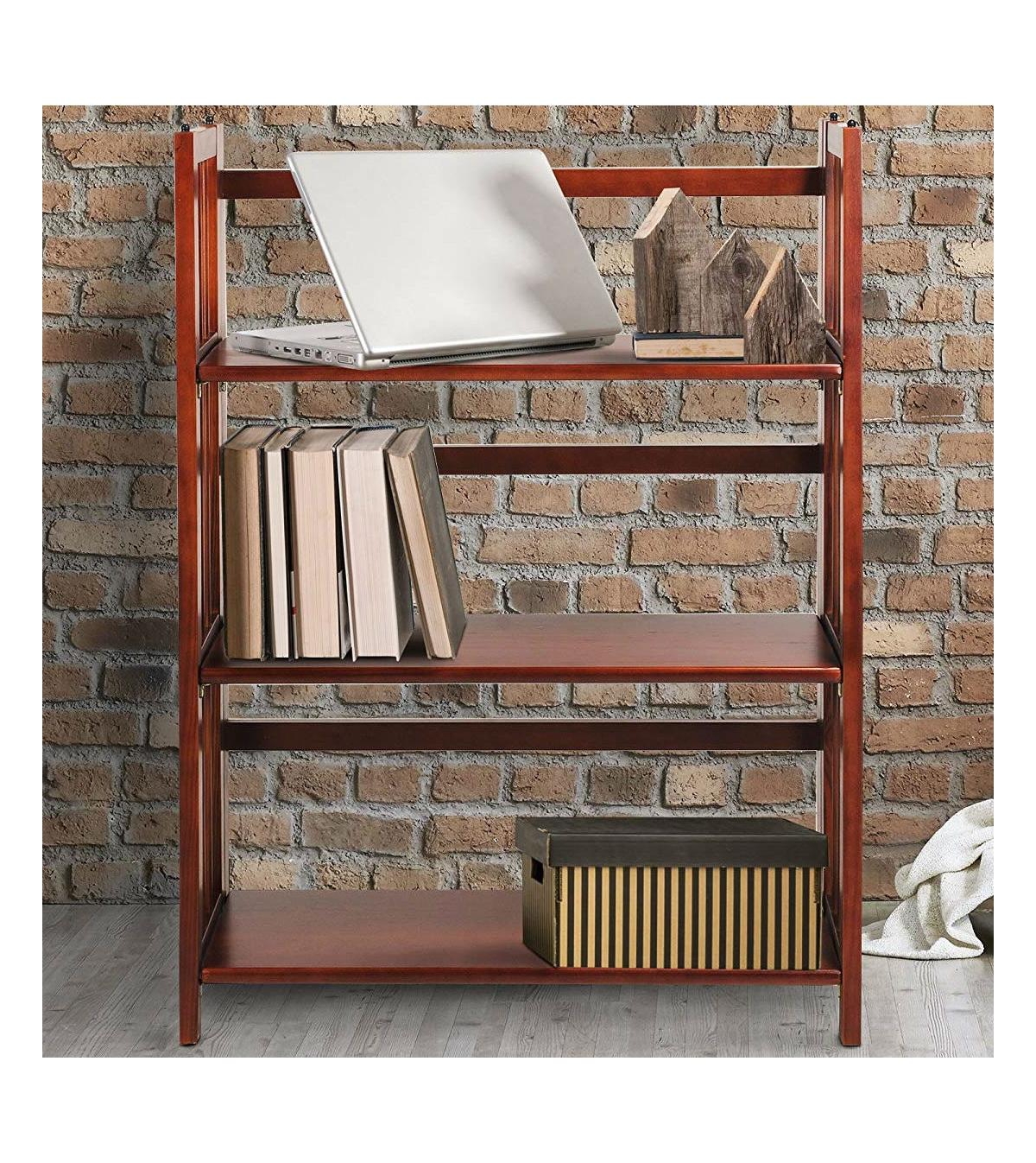Slickblue 3-Shelf Folding Storage Shelves Bookcase for Compact and Versatile Organization