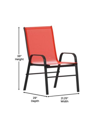 7-Piece Patio Table Set with Metal Table and Tempered Glass Top and 6 Flex Comfort Stacking Chairs