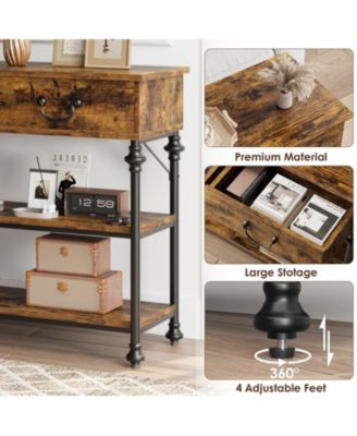 Narrow Console Table with 2 Drawers & Storage Shelves for Entryway, Living Room, Hallway, or Behind Sofa