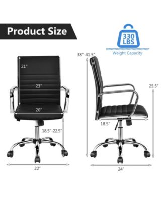 High Back Ribbed Office Chair with Armrests