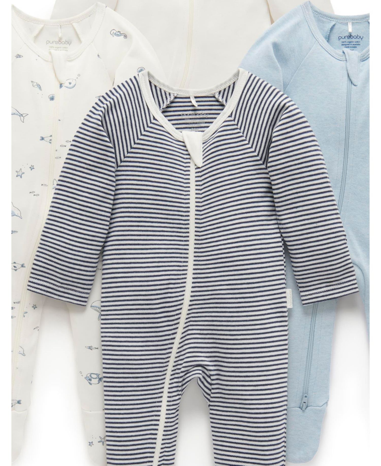 Baby Boys Zip Coverall 4 Pack