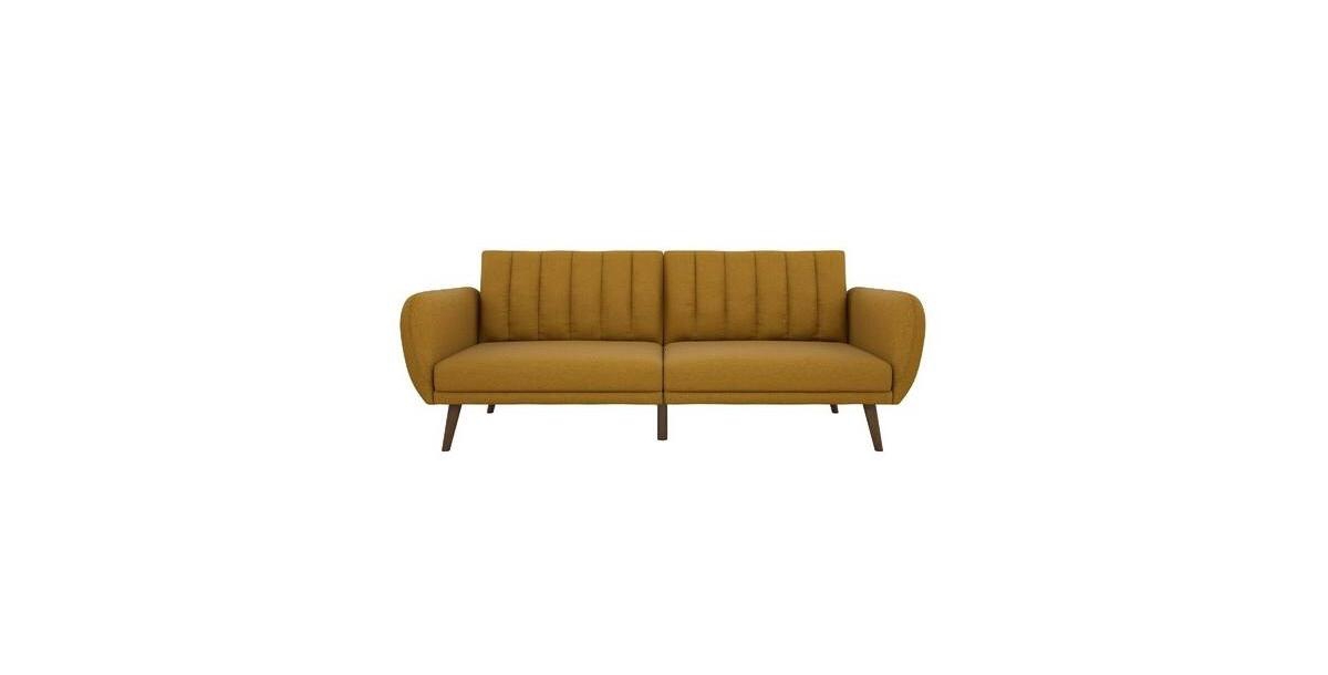 Slickblue Linen Upholstered Futon Sofa Bed for Versatile Seating and Sleeping in Modern Spaces