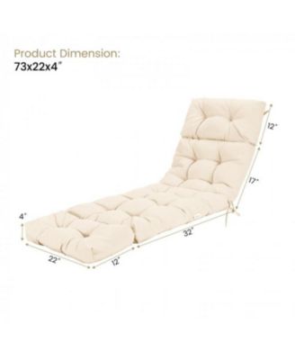 GOUUN Outdoor Lounge Chaise Cushion with String Ties for Garden Poolside