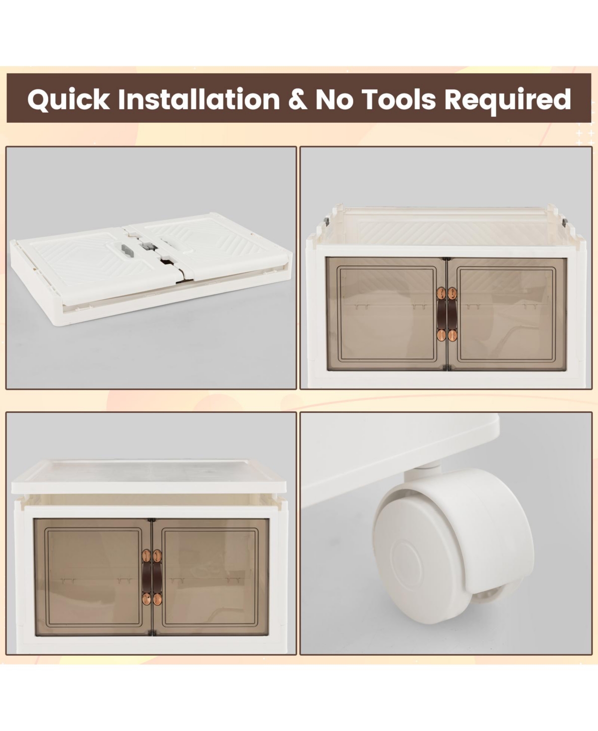 Gouun Stackable Storage Bins with Lockable Wheels-3 Pack