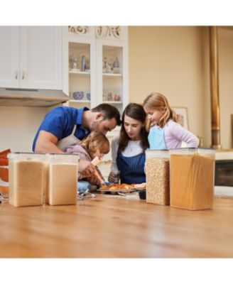 4 Pack (6.5L/219.79 Oz) Airtight Food Storage Containers with Locking Lids, Measuring Cups & Labels