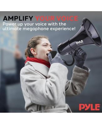 Megaphone PA Speaker with Siren, Handheld Mic & AUX Input - 50W, 1,700+ Yard Range