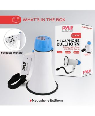 Portable Megaphone with 20W Power, Siren, MP3 Input, Adjustable Volume, Shoulder Strap, Lightweight Bullhorn