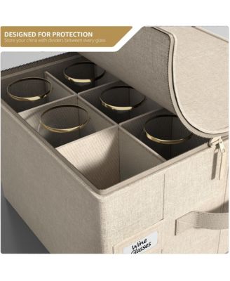 Stemware Storage Case - with Hard Shell, Dividers and Handle - Stemware Storage Containers Holds 12