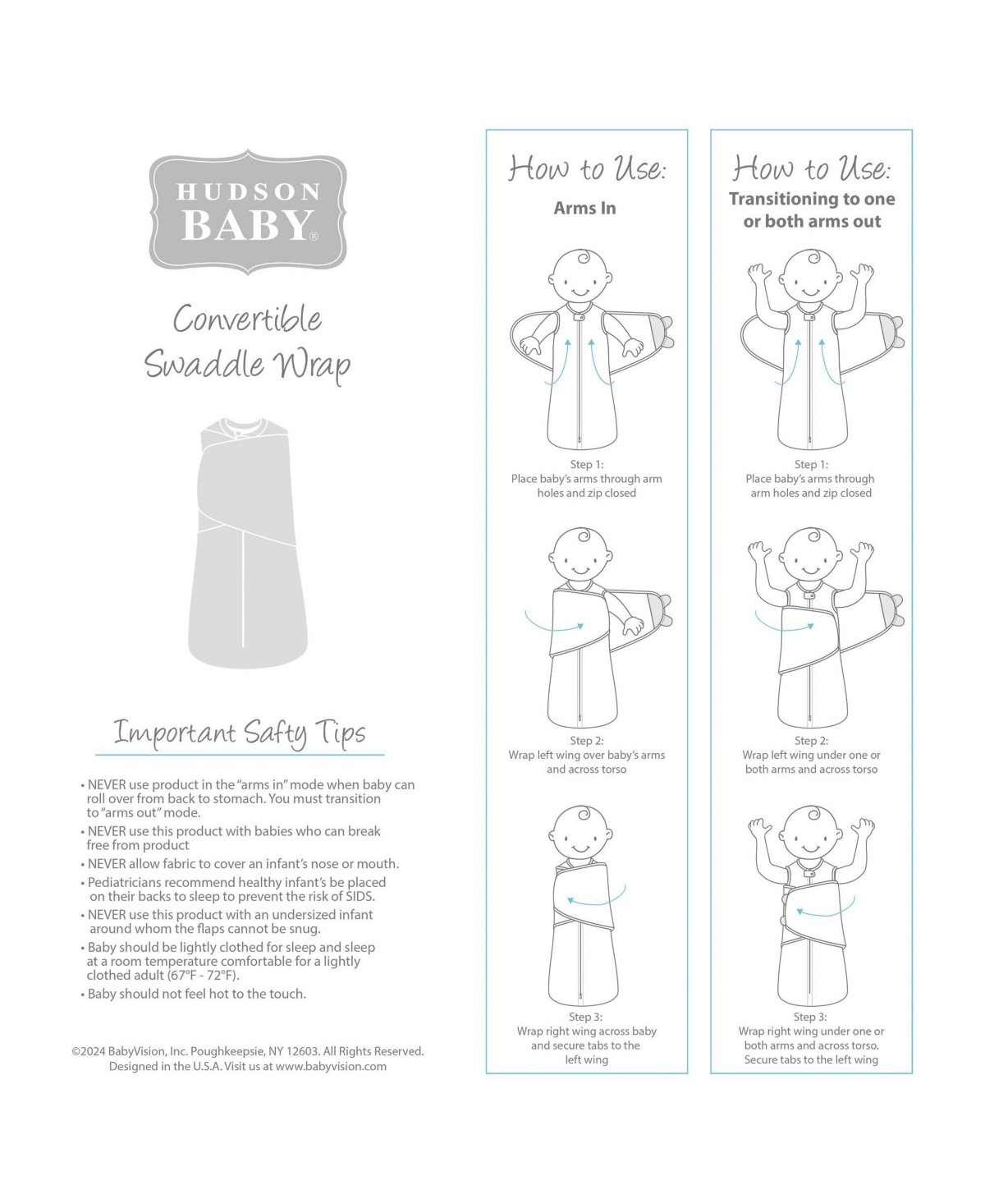 Hudson Baby Baby Girls Hudson Convertible Swaddle Sleep Sack, Months - Vintage blossom