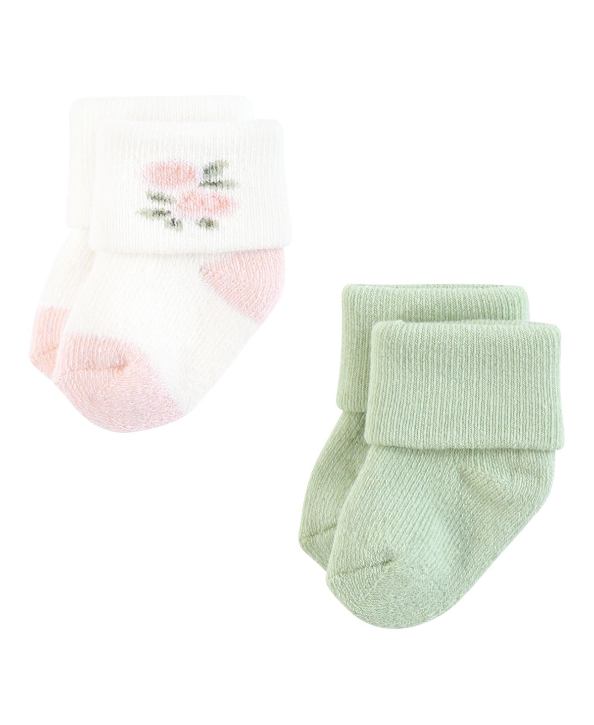 Hudson Baby Baby Girls Hudson Cotton Rich Newborn and Terry Socks, Months - Pink sage rose