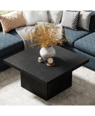 Square Coffee Table, 31.5-Inch Engineered Wood Coffee Table, Vintage Brown Center Table, Large Mid-Century Modern Cocktail Table