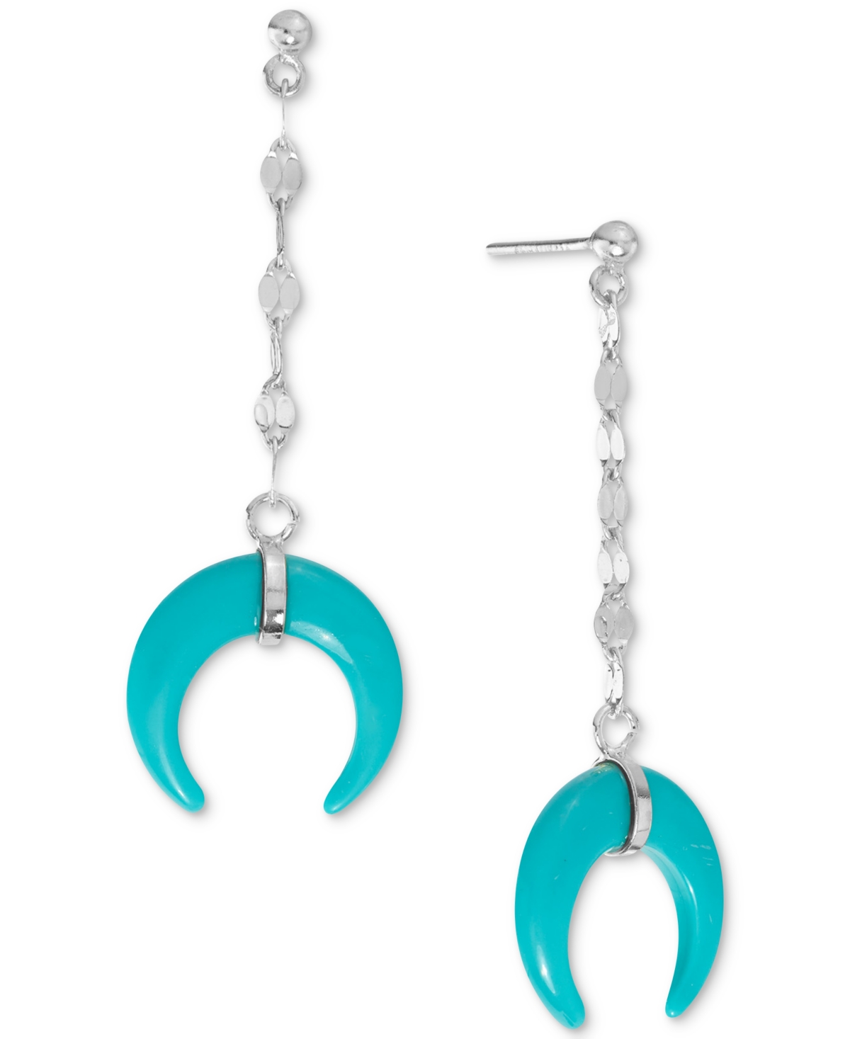 Macy's Simulated Turquoise Horn Double Mirror Link Linear Drop Earrings In Turquoise