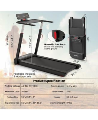 Складная беговая дорожка Gymax мощностью 3 л.с. для ходьбы, бега трусцой, управления приложением