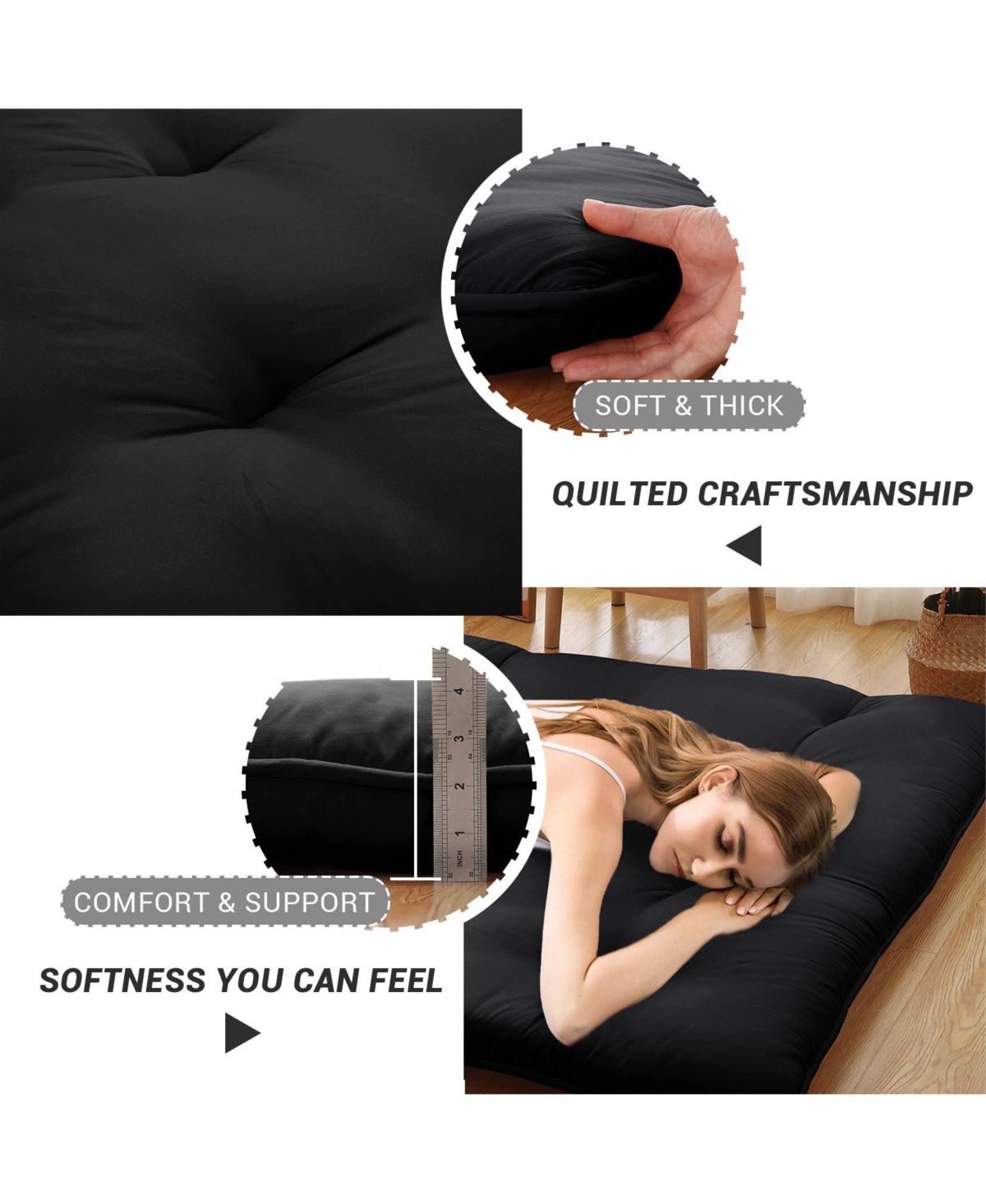 gaomon Japanese Floor Mattress Twin, Portable Futon Thicken Sleeping Mattress, for Camping & Guest Room