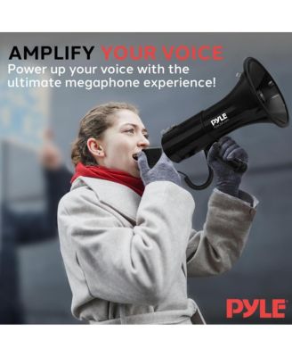 100-Watt Hand-Grip Megaphone with Siren, MP3/Aux Input, Rechargeable Battery, Lightweight Black Bullhorn