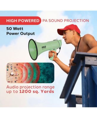 50-Watt Portable Megaphone with Siren, MP3 Input, Automatic Siren, Shoulder Strap, Lightweight