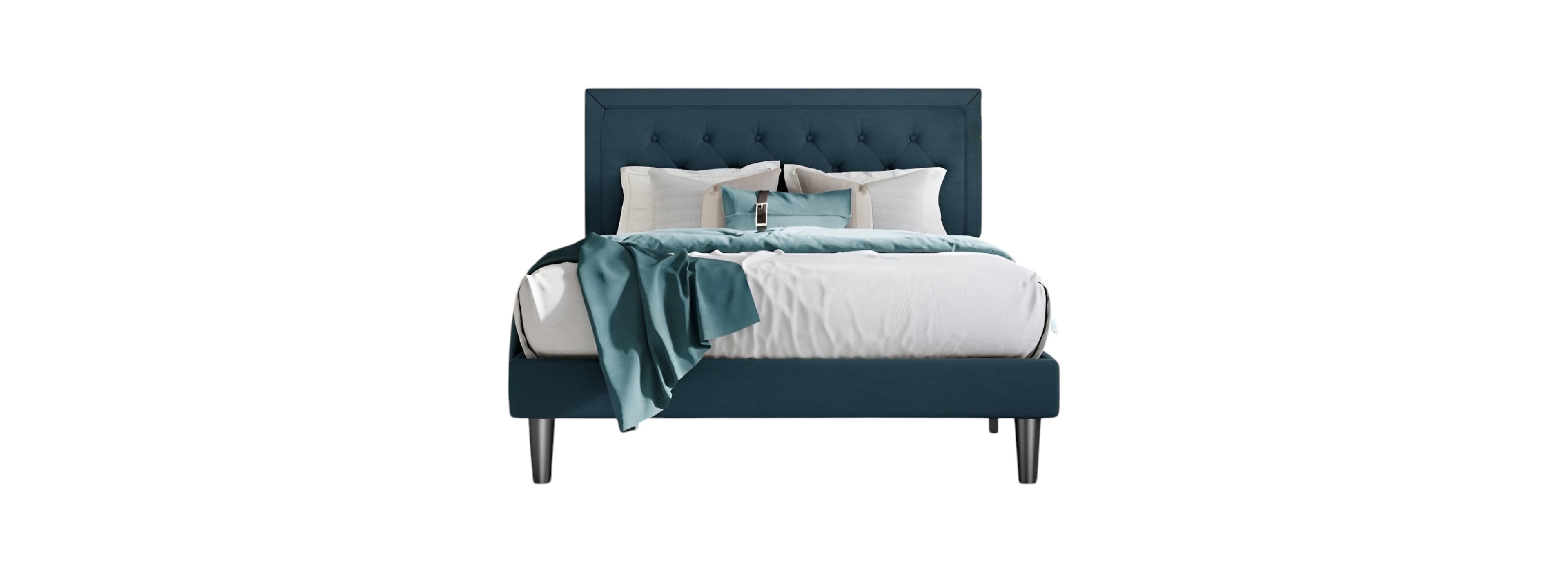 Slickblue Adjustable Height Platform Bed Frame with Upholstered Headboard
