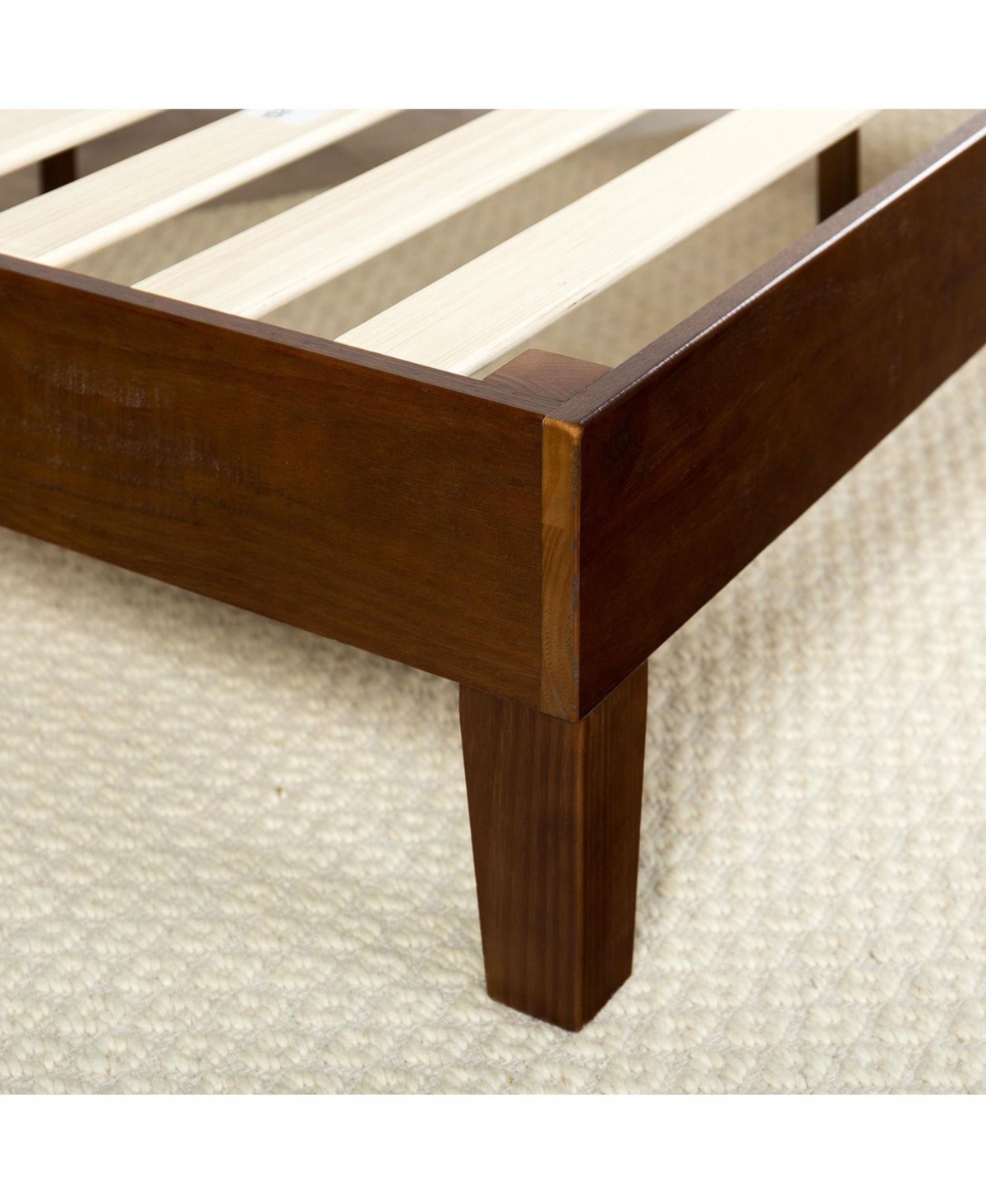 Slickblue Pine Finish Solid Wood Platform Bed Frame for Bedrooms
