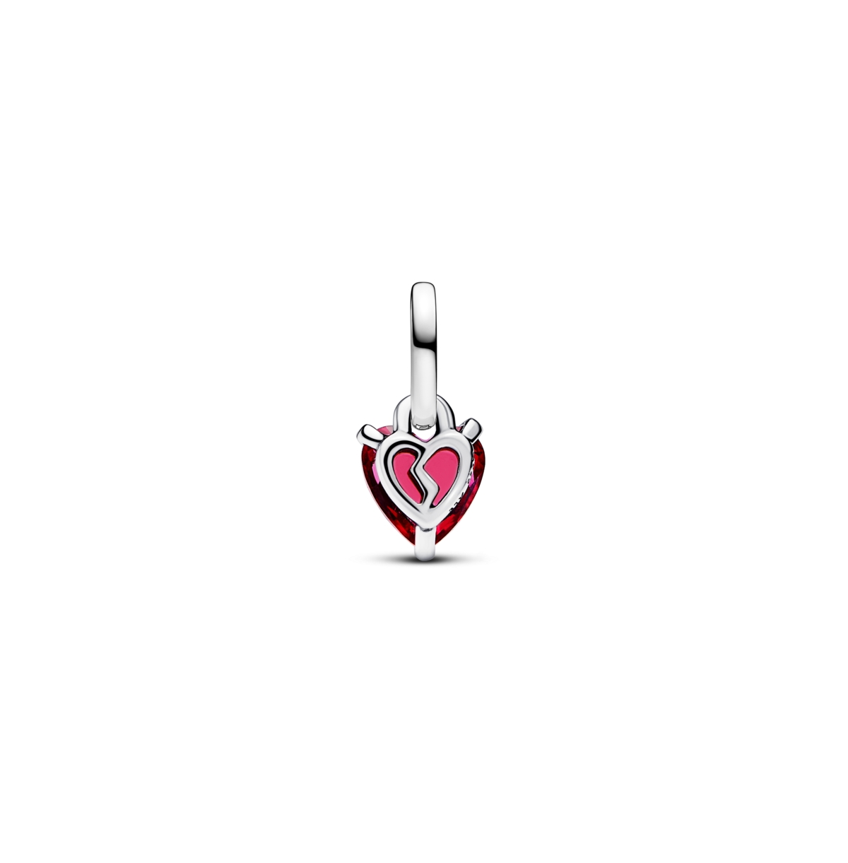 Pandora Broken Heart Red Crystal Dangle Charms In Silver