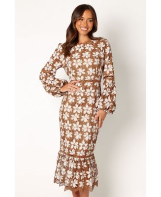 Women's Pierre Long Sleeve Lace Maxi Dress - Macy's