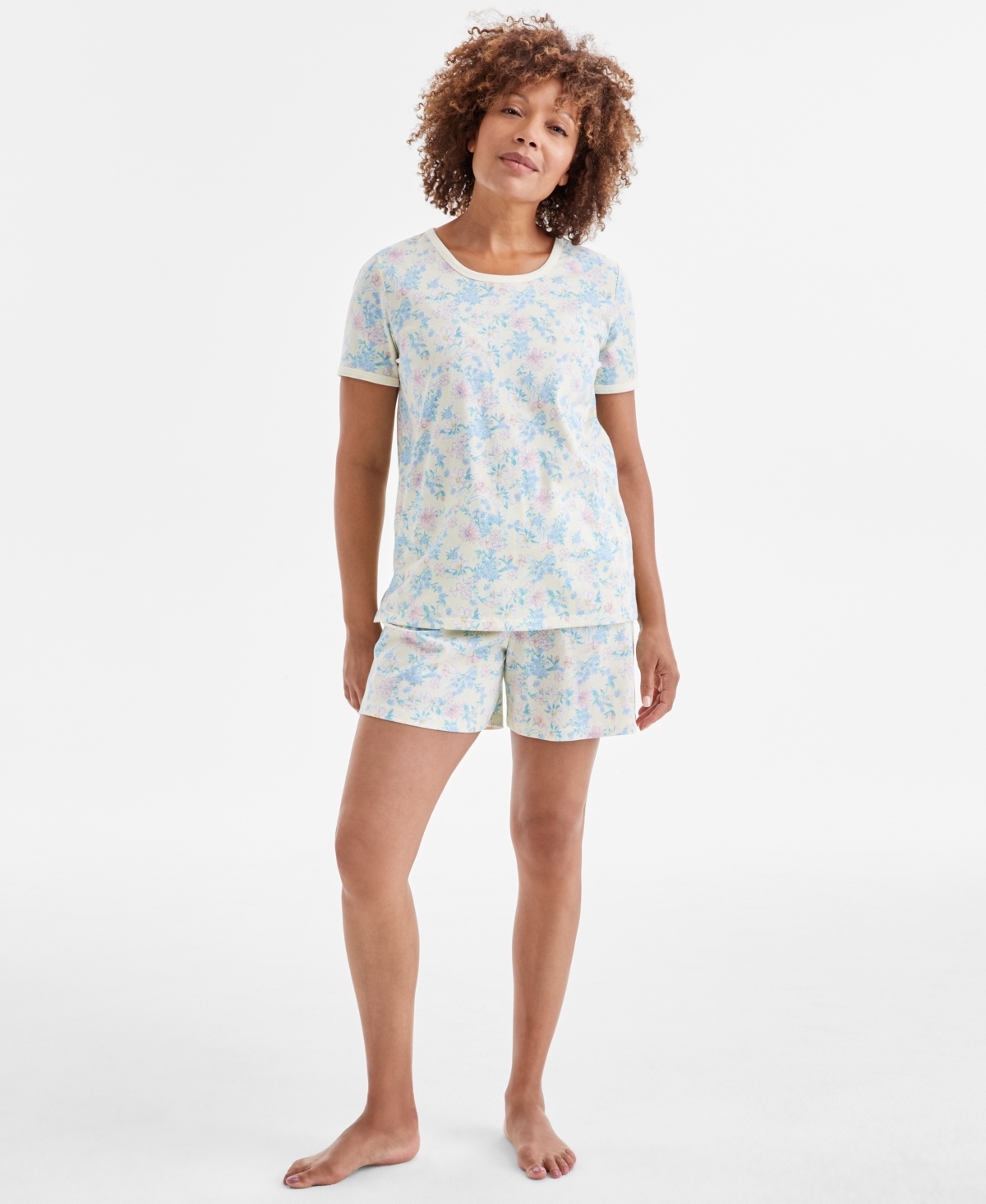 Charter Club Women's Floral Short-sleeve Pajama Set, Exclusively At Macy's