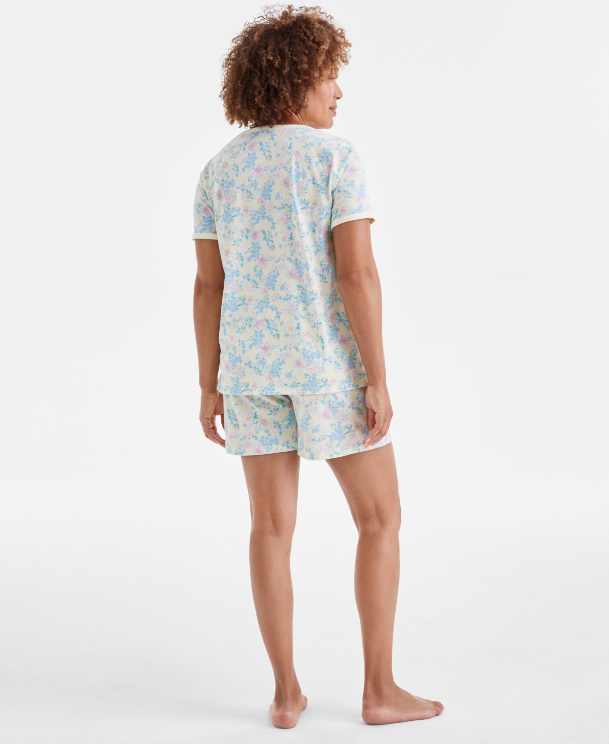 CHARTER CLUB WOMEN'S FLORAL SHORT-SLEEVE PAJAMA SET, EXCLUSIVELY AT MACY'S 