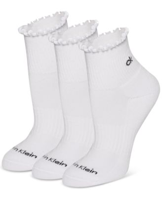 Calvin Klein - Women's 3-Pk. Ruffled Quarter Performance Socks