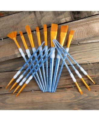 Crafter's Choice Gold Taklon Paint Brushes, 15pc