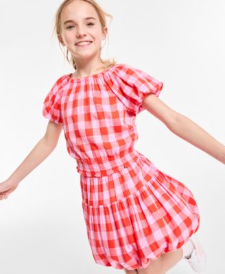 Epic Threads Little Big Girls Gingham Smocked Top Bubble Skirt Exclusively At Macys In Mandarin R