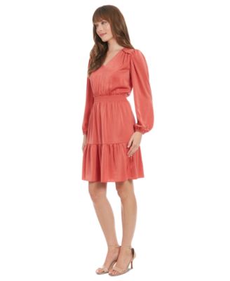 Women's Smocked-Shoulder V-Neck Dress
