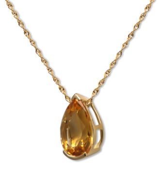 Amethyst Pear Solitaire 18" Pendant Necklace (2-1/2 ct. t.w.) in 14k White Gold, 16" + 2" extender (Also in Blue Topaz, Citrine, & Garnet)