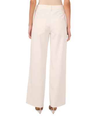 1.STATE Women's Princess Seam Button-Front Vest - High Rise Straight-Leg Pants