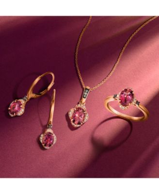 Passion Fruit Tourmaline (1-3/8 ct. t.w.) & Diamond (1/10 ct. t.w.) Drop Earrings in 14k Rose Gold