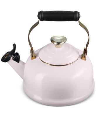Enamel On Steel Whistling Kettle 1.7 Qt. Light Gold Heart