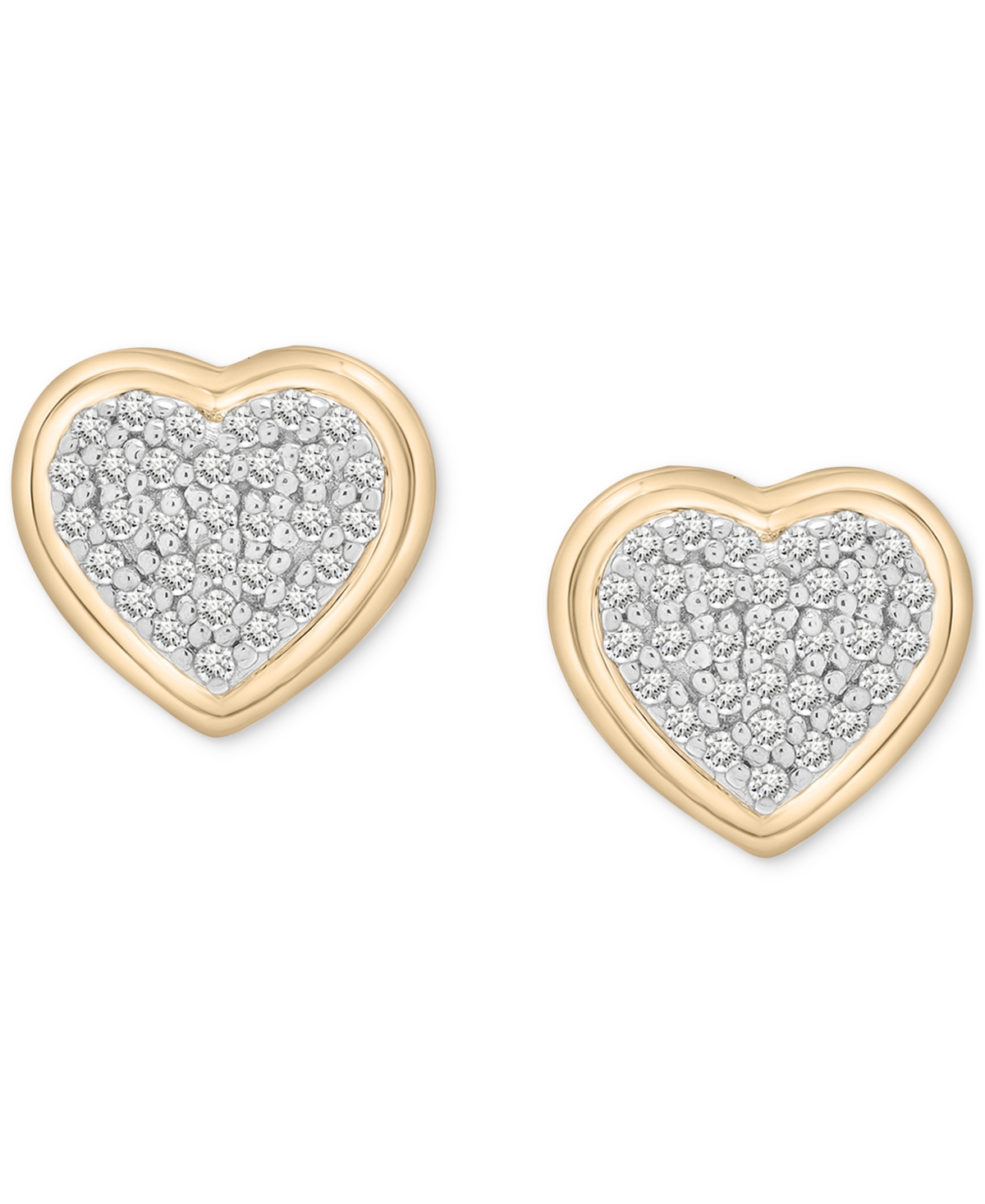 Macy's 2-pc. Set Diamond Heart Pendant Necklace & Earrings (1/3 Ct. T.w.) In 14k Gold-plated Sterling Silve In Gold-plated Sterling Silver